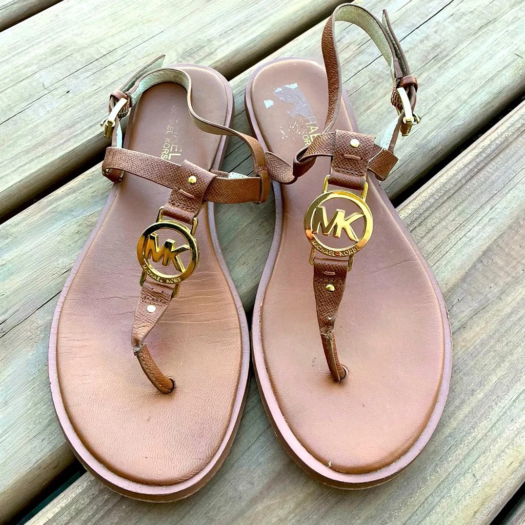 Michael Kors Brown leather sandals🌻🌻 - Image 3