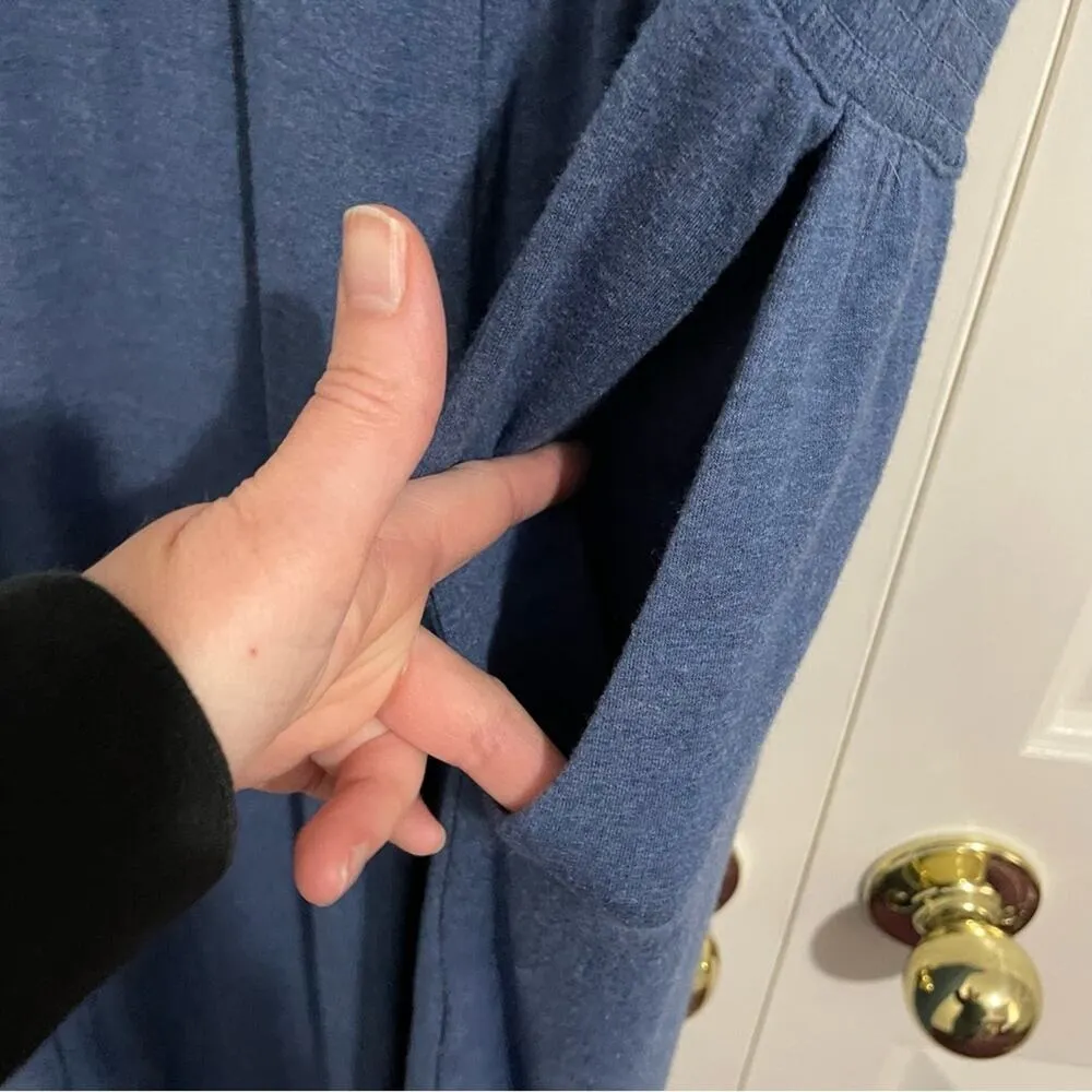 Soft Surroundings Blue Chambray Smocked Wide Leg Cropped Jumpsuit Womens M - Image 8