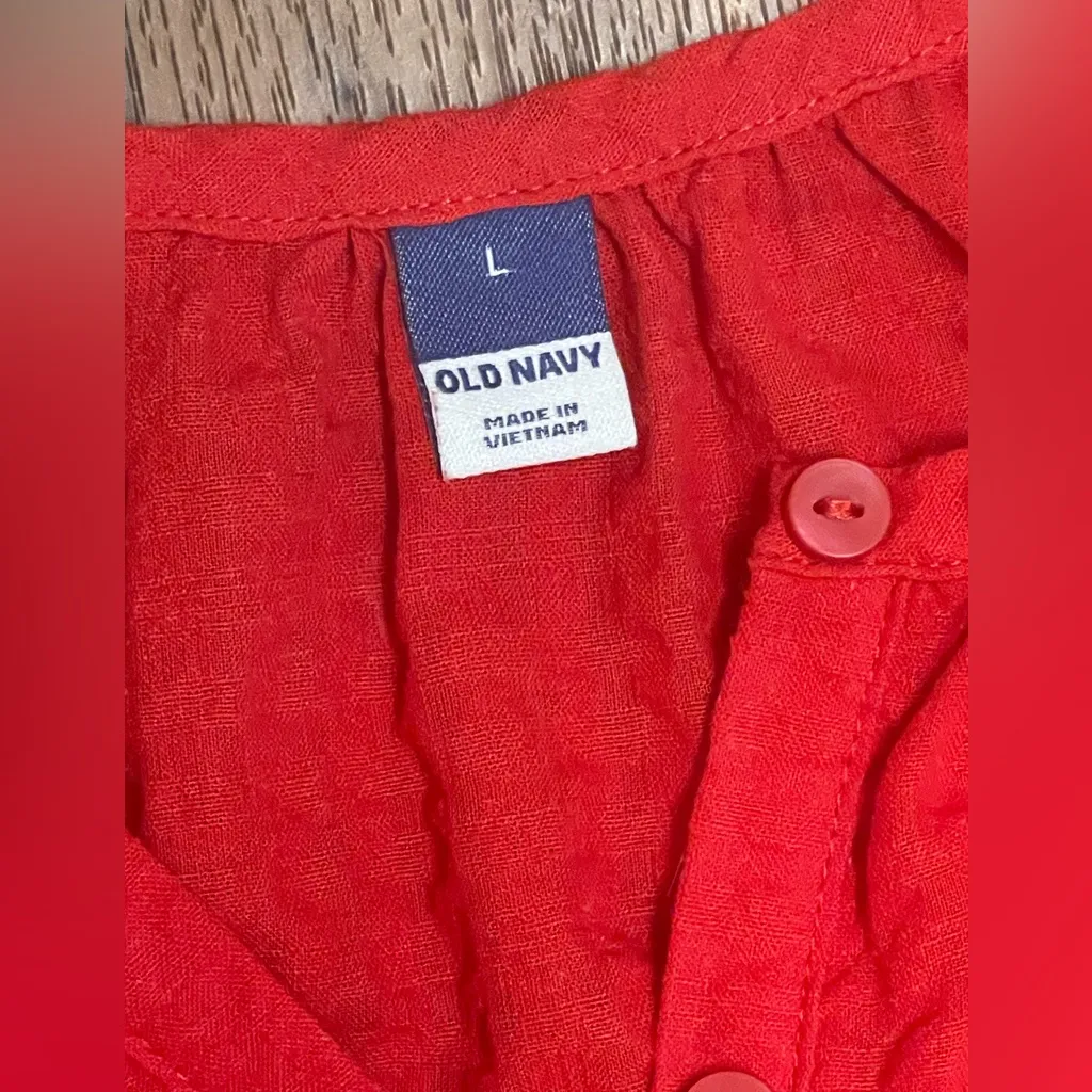 Old Navy Orange Red Tiered Ruffled Sundress - Image 5