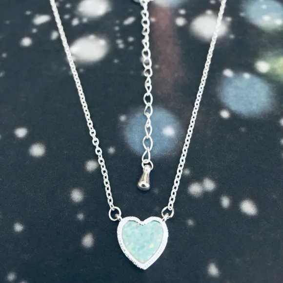 Opalescent Heart Necklace Silver - Image 2