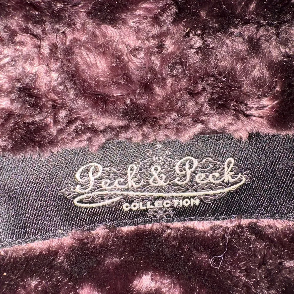 Peck & Peck vintage faux fur open jacket shawl collar sz S brownish purple - Image 3