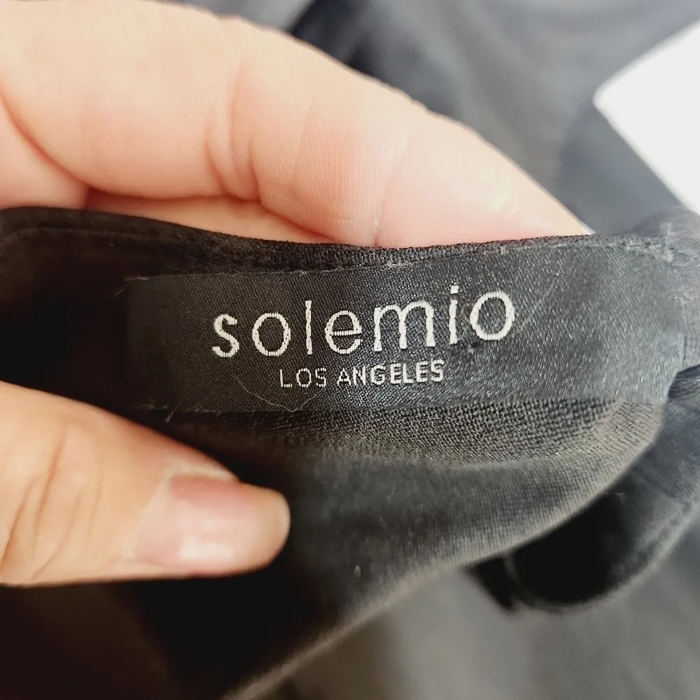 Solemio Los Angeles Pleather Racerback Stretchy Zip Midi Pinup Style Dress Sz: M - Image 9