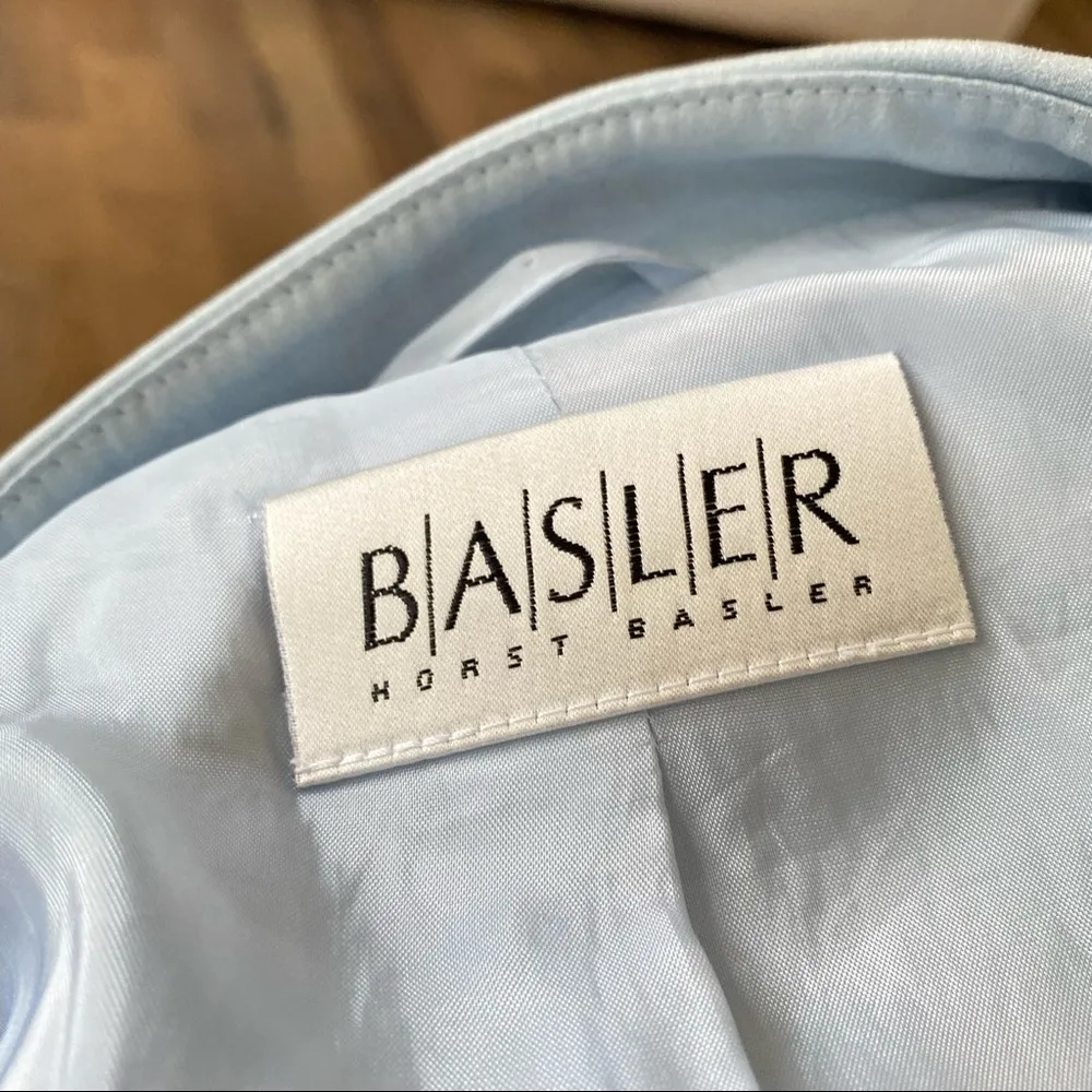 Horst Basler Baby Blue Suede Button Shirt Top Size Large - Image 10