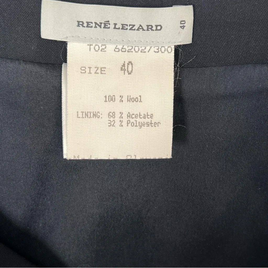 René Lezard Wool Women’s Black Pencil Skirt Double Slitted Size 10 (40) - Image 3