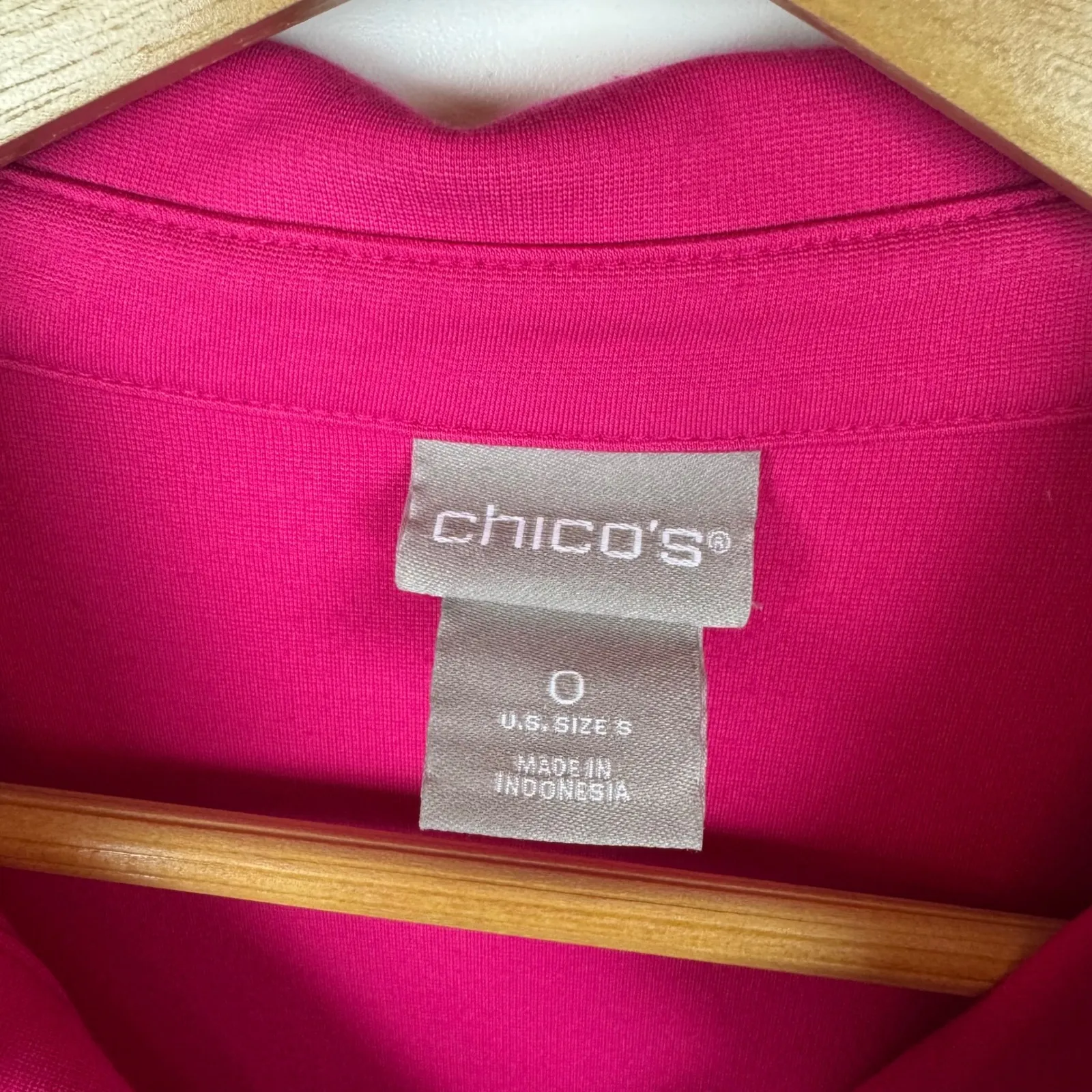 Chico's Womens Pink Polo Top‎ Size 0 (Small) Collared 3/4 Sleeve Casual Comfort - Image 6