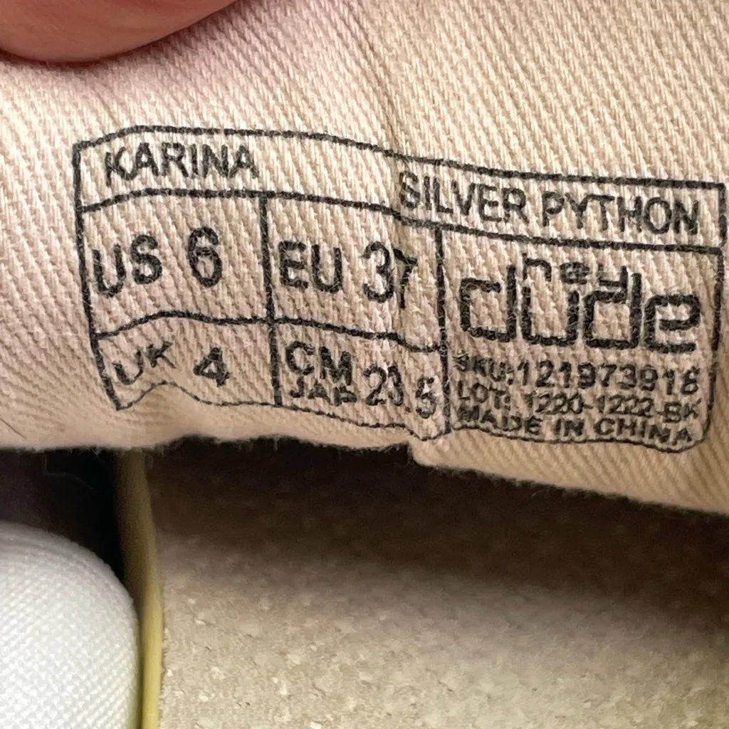 Hey Dude Karina Sneakers Womens 6 Gray Silver Python Snakeskin Slip On Shoes - Image 9