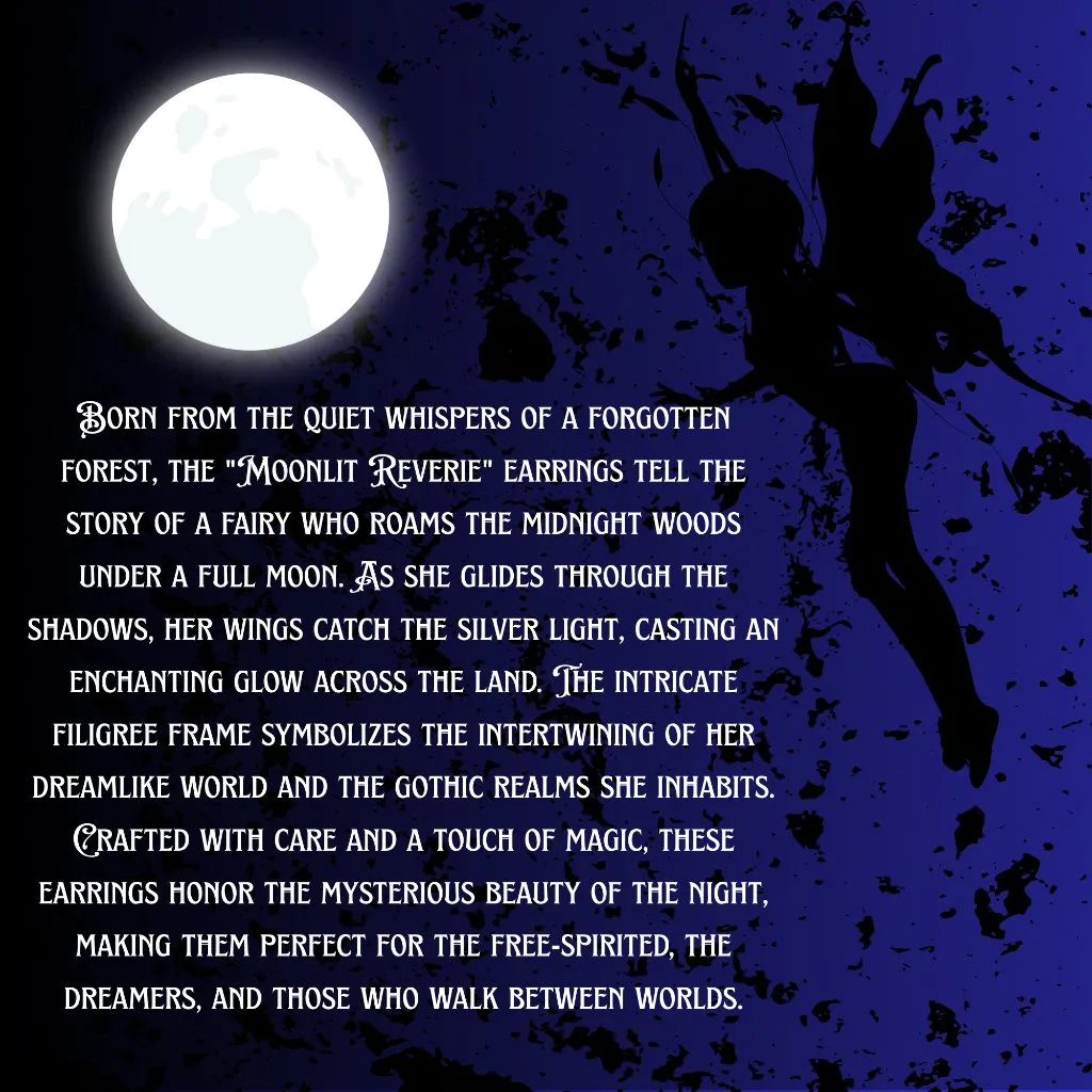 Black Metal Gothic "Moonlit Reverie" Gothic Fairy Cameo Filigree Earrings - Image 5