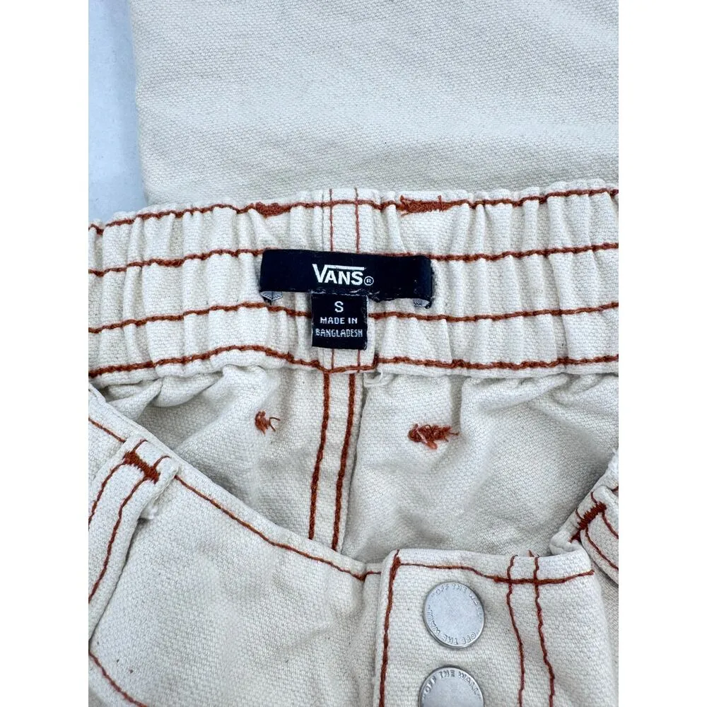 VANS Cord Loose Tapered Corduroy Cargo Pants Tan 6 Pockets S oversized - Image 5