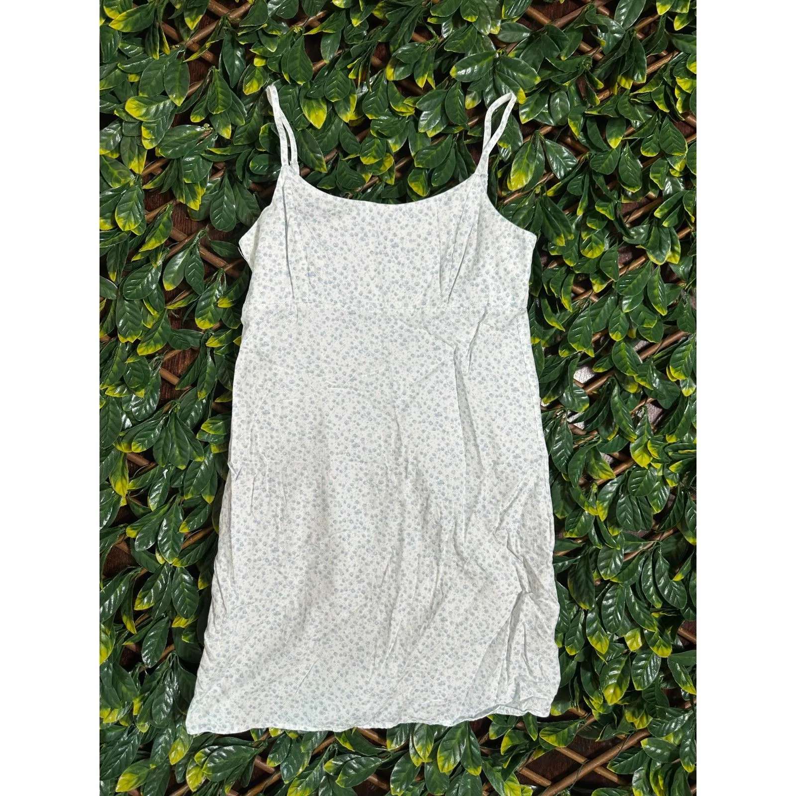 Brandy Melville Cottagecore MADE IN ITALY White Blue Mini Dress Sz Small - Image 7