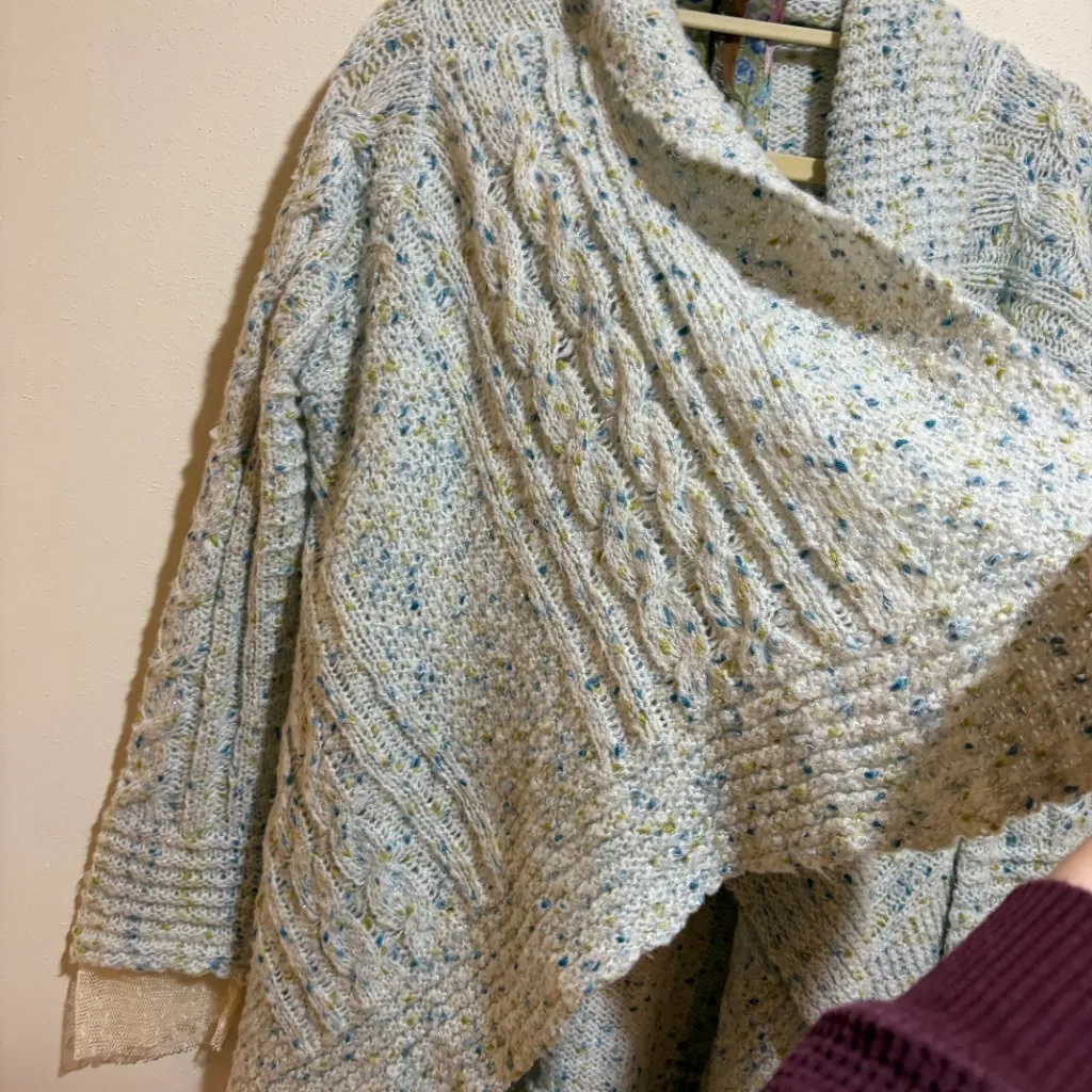 Aratta Silent Journey Fontvielle Shawl Knit Open Front Draped Cardigan Lace Green Size M - Image 10