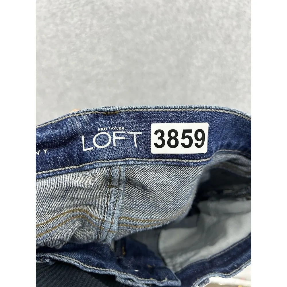 LOFT Ann Taylor Women's Blue Denim Jeans Size 2 Relaxed Skinny Distressed - Image 6