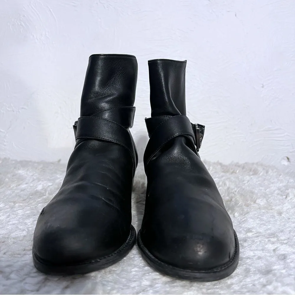 Stuart Weitzman Size 9 Black Leather And Neoprene Stretch Ankle Moto Boots - Image 5
