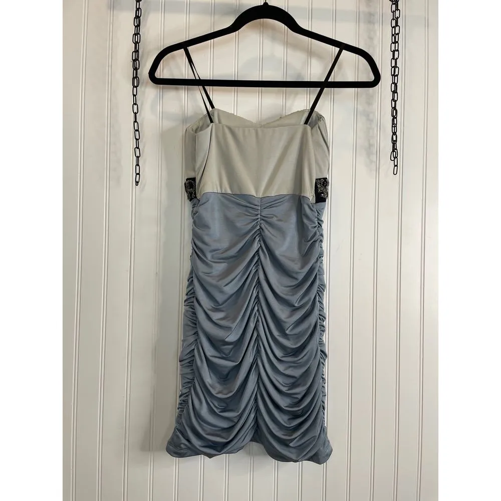 City Triangle Mini Bodycon Dress Y2K Ruched Cocktail Party Holiday Size M - Image 2