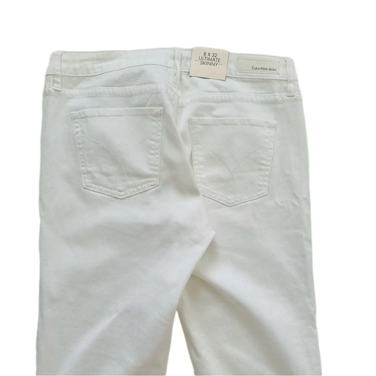 Calvin Klein Jeans White Mid Rise Stretch Ultimate Skinny Denim Jeans Size 8 NEW - Image 6