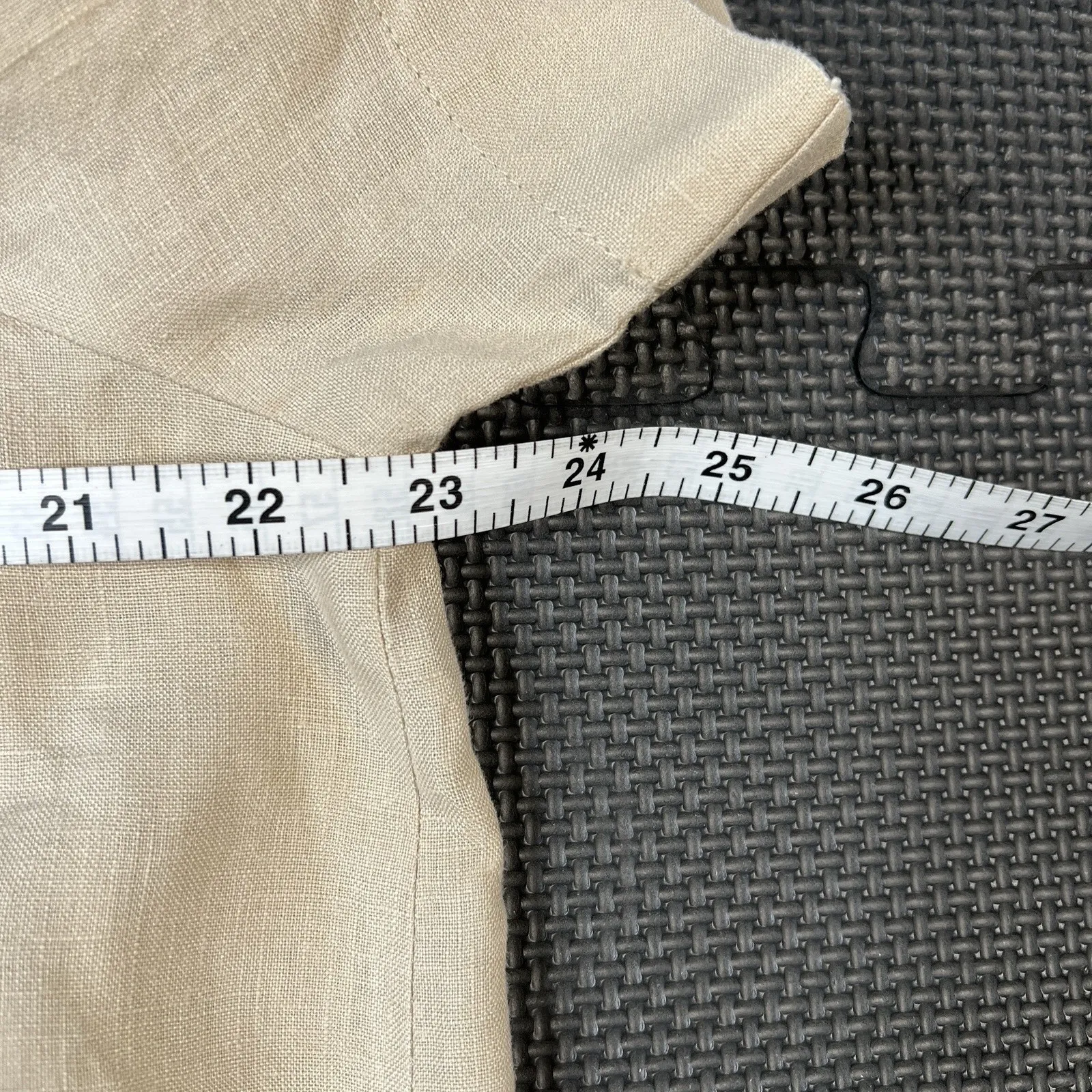 Quince Women's European Linen Short Sleeve Shirt Top Large‎ Beige Tan Button Up - Image 15