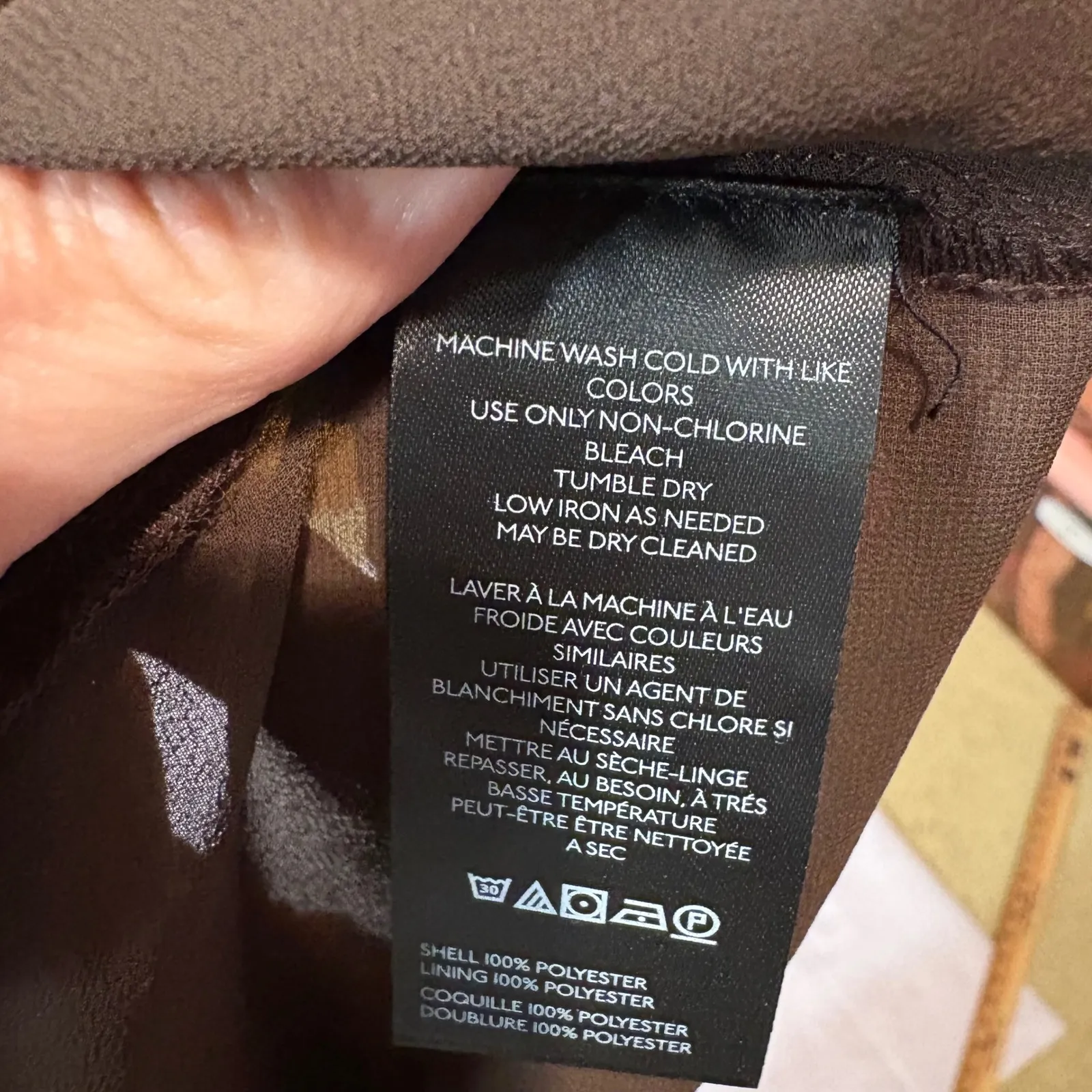 Anthropologie Long Sleeve Appliqué‎ Embroidered Sheer Brown Blouse Top Size L - Image 10