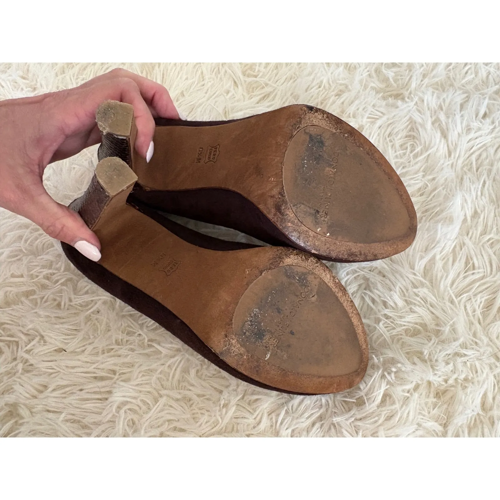 Donald J Pliner Heels Pumps Brown Suede Leather Trim High Heel Shoes‎ 6.5 - Image 6