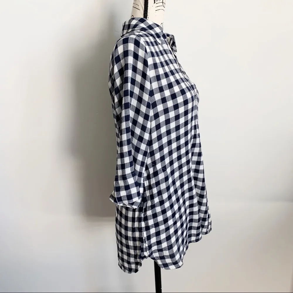 Soft Surroundings Al Fresco Navy White Gingham Tunic Size S - Image 12