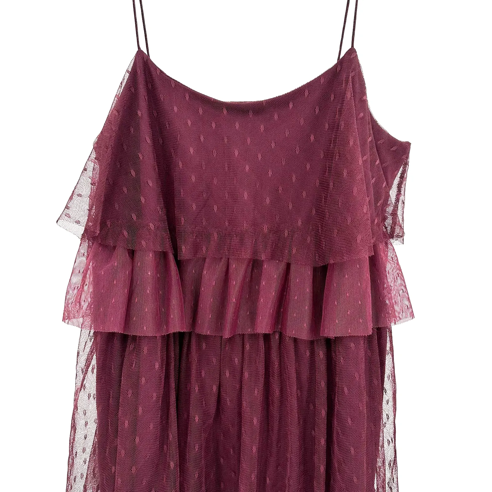 LC Lauren Conrad Runway size XS sleeveless mini dress tiered purple burgundy‎ - Image 3