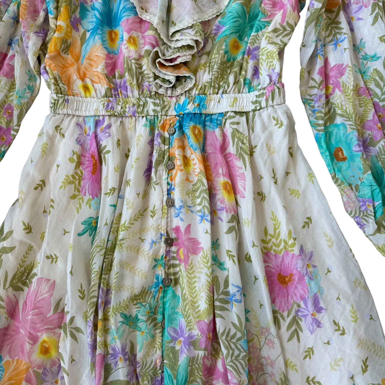 Spell Cream Floral Mini Dress - Image 7