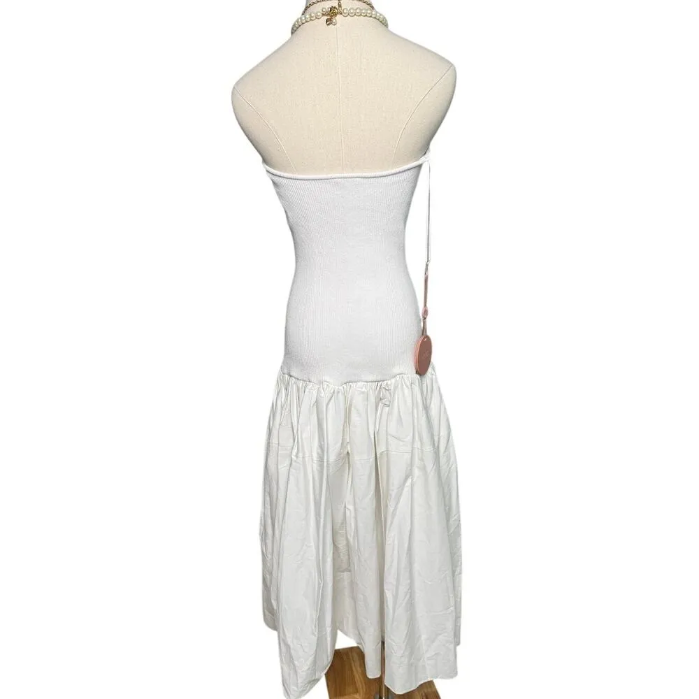 Alexis Kamali Dress stretch white midi aline bride bridal size large L - Image 9
