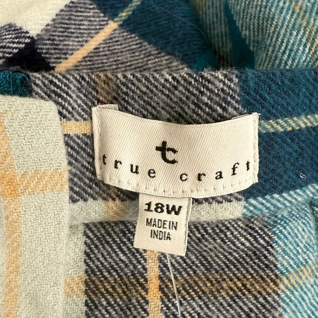 True Craft Blue Plaid Faux Wrap Mini Skirt - New - Size 18 - Image 6