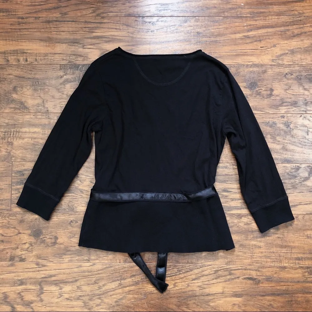 Soft Surroundings • black knit wrap top tie waist surplice ribbon belt - Image 6