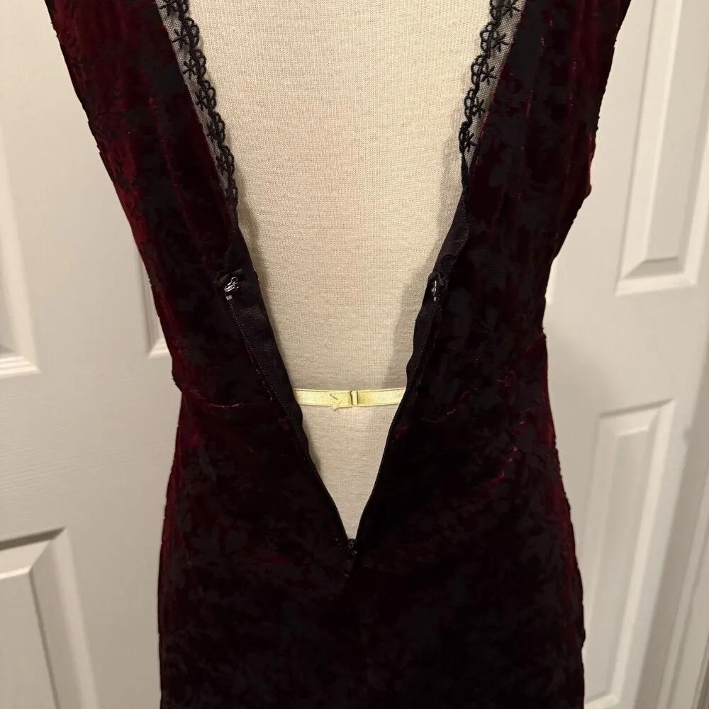 Trixxi Dress Sz LG Burgundy Velvet Dark Romantic Babydoll Whimsigoth Vampire EUC - Image 5