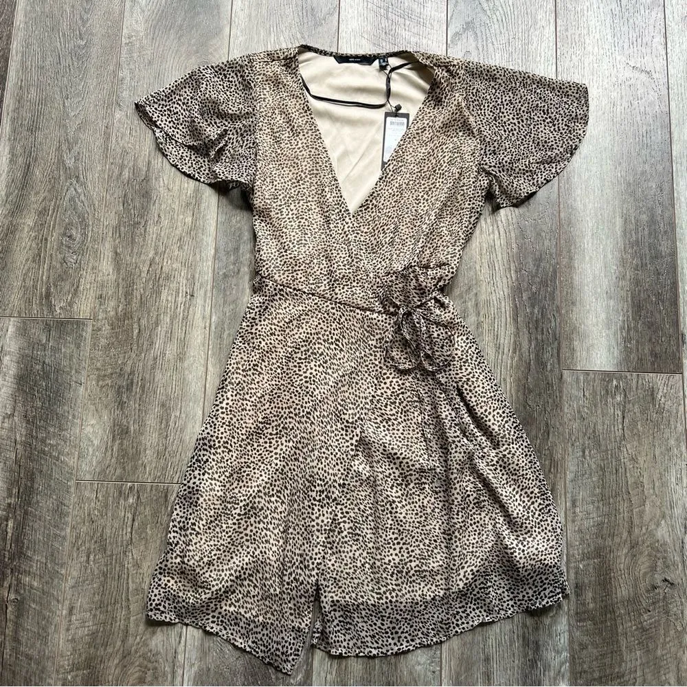 NWT ASOS Vero Moda Wrap Dress Nomad Lola Leopard Cheetah Sz Medium Animal Print - Image 8