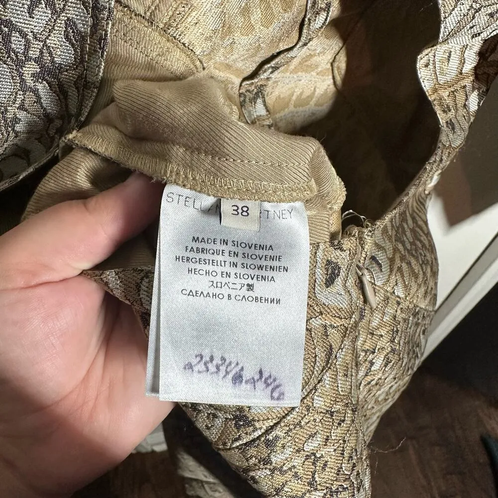 Stella McCartney Runway Crocodile Jacquard V-Neck Open Back Slit Dress Size 2 - Image 15