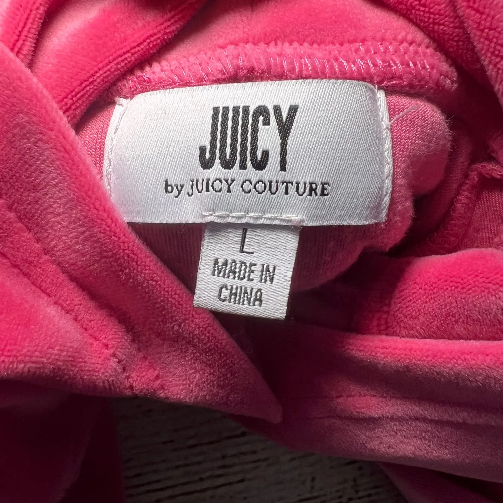 Juicy Couture Velour Hoodie Glitter Crown Y2K‎ Pink Womens L Cropped Pullover - Image 8