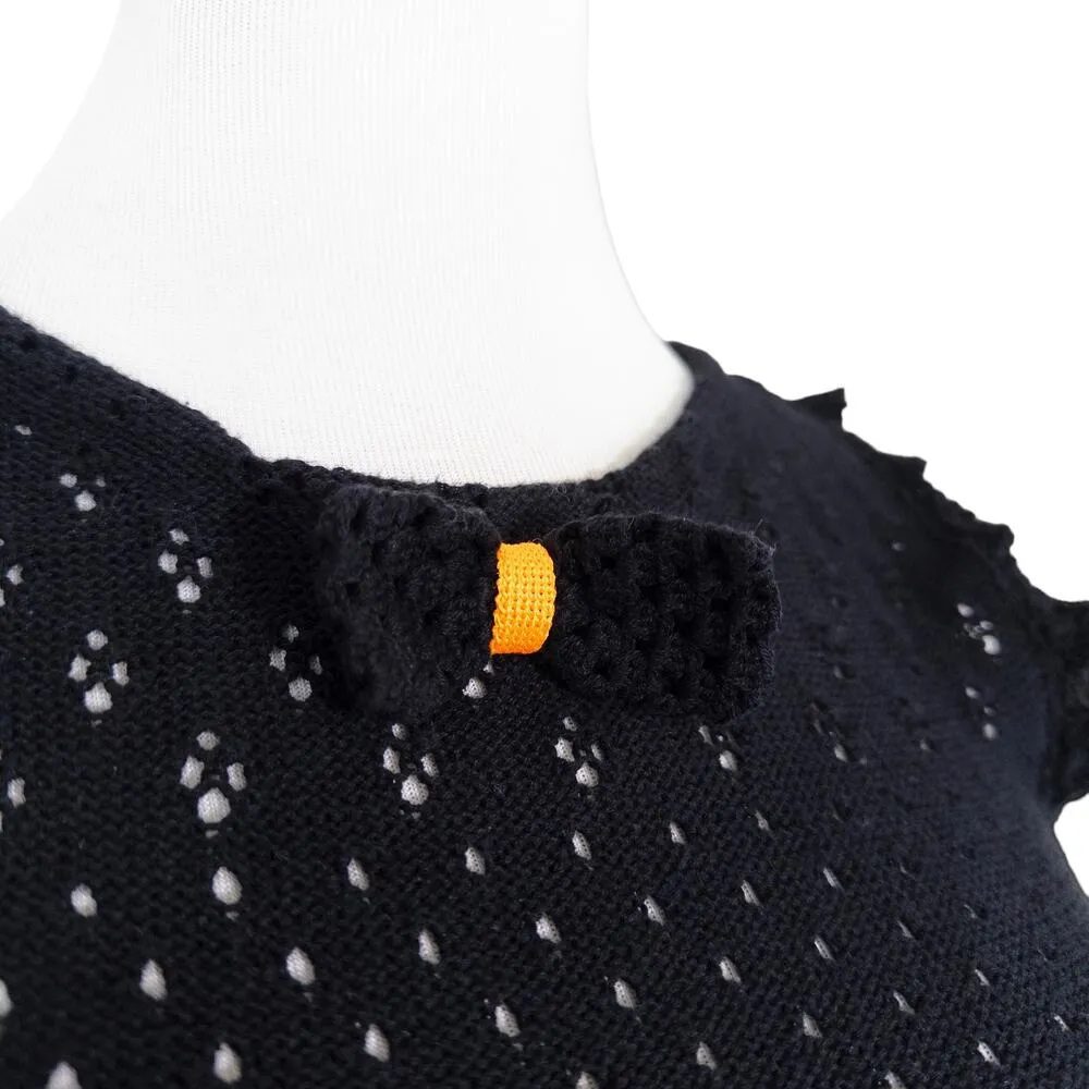 Maje Bow Crochet Eyelet Sleeveless Crew Neck Sweater Top Black 1 (US Small) - Image 4