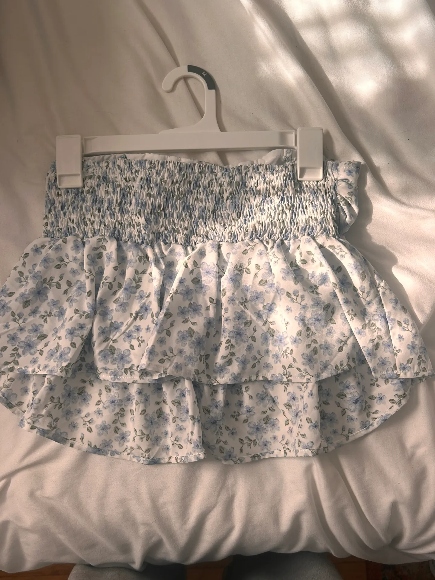 Strapless Blue Floral Puffy Top Size M - Image 3