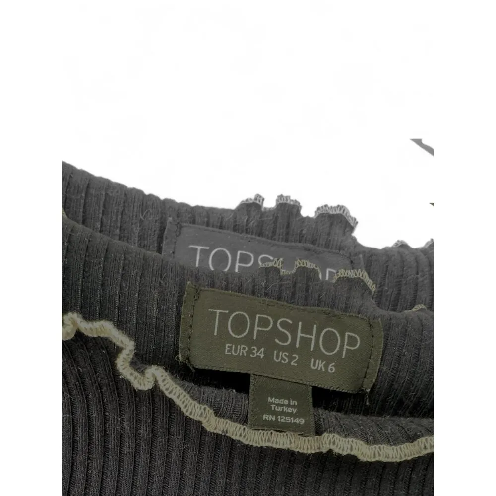 Nordstrom TOPSHOP 2 / S Knit Ribbed Dress Midi Body Con Stretch Long Sleeve - Image 3