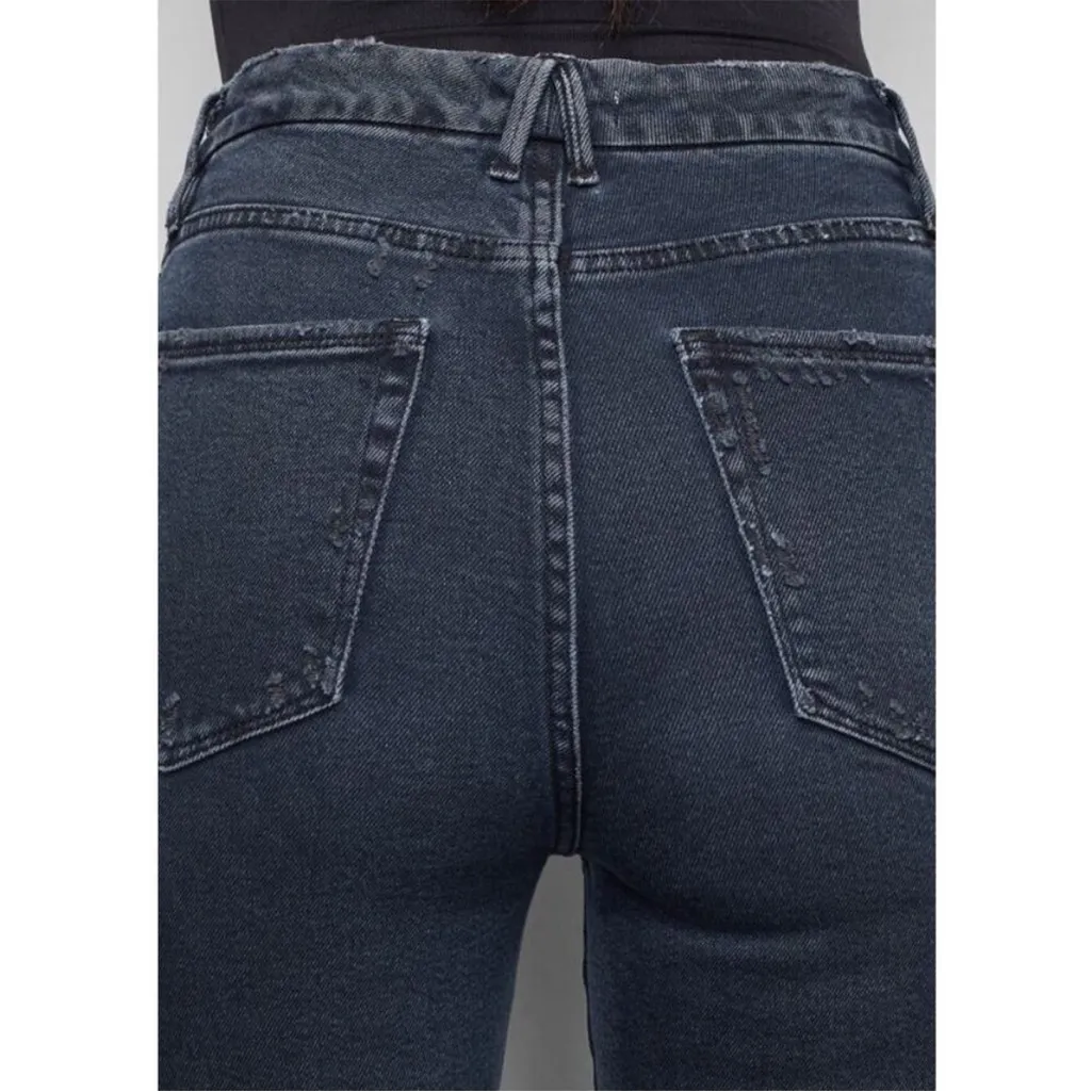 Good American Good Curve raw hem skinny dark blue black jeans size 22 - Image 3