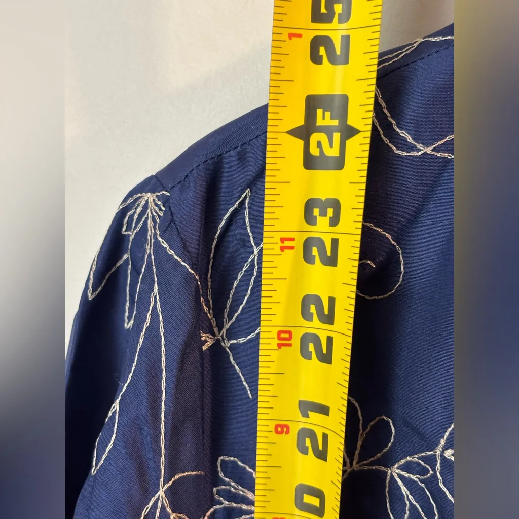 NWT Carol Little Blue Silk Embroidered Soft blazer Top 3/4 sleeve size L Career Size L - Image 9