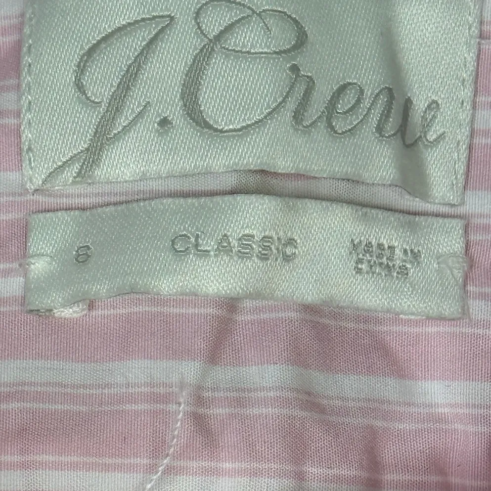 J. Crew Classic Fit Thomas Mason® Striped Button Down Collard Shirt 8 Pink White - Image 7