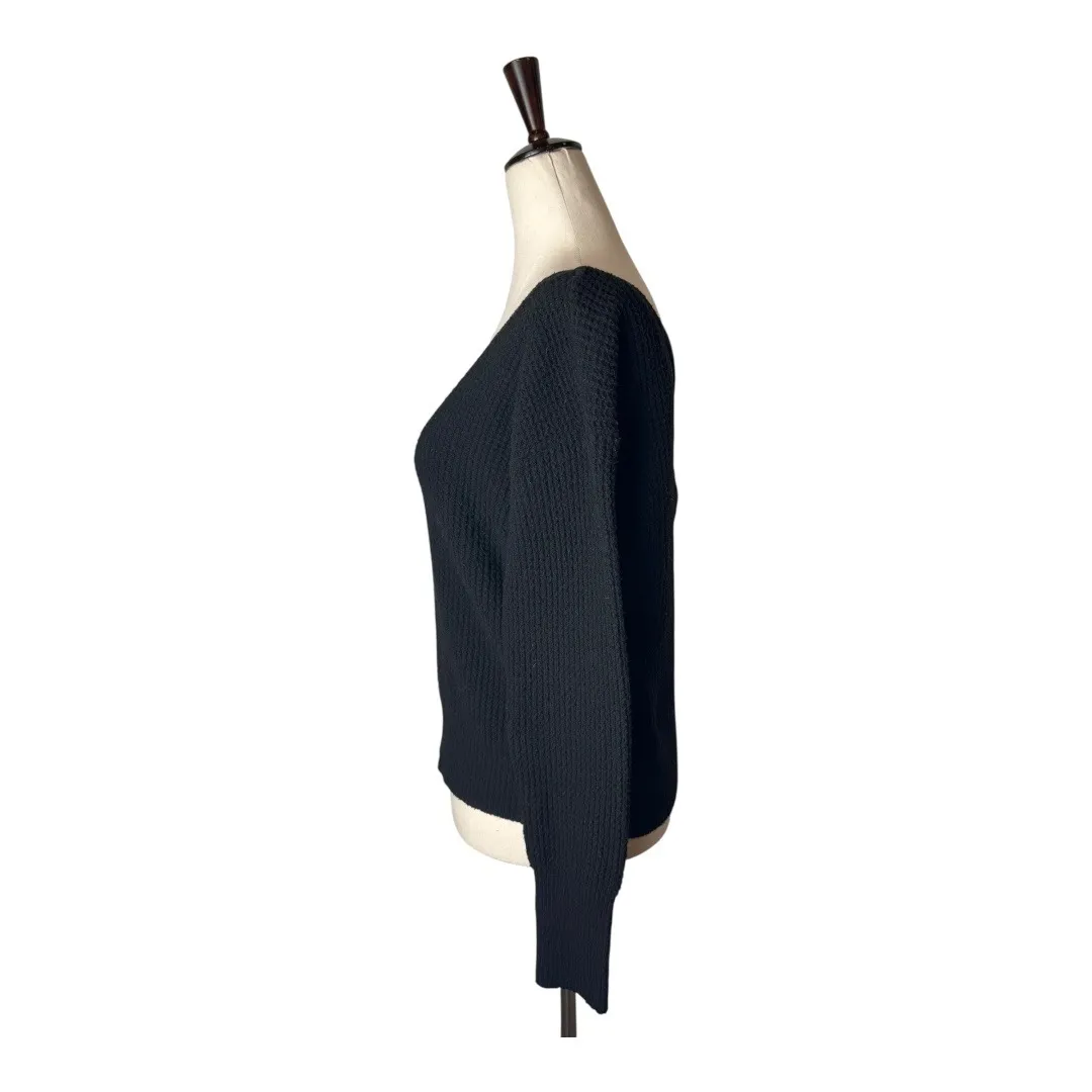 Maeve Anthropologie‎ Sweater Women XS Black Waffle Knit Cross Back Whimsigoth - Image 8