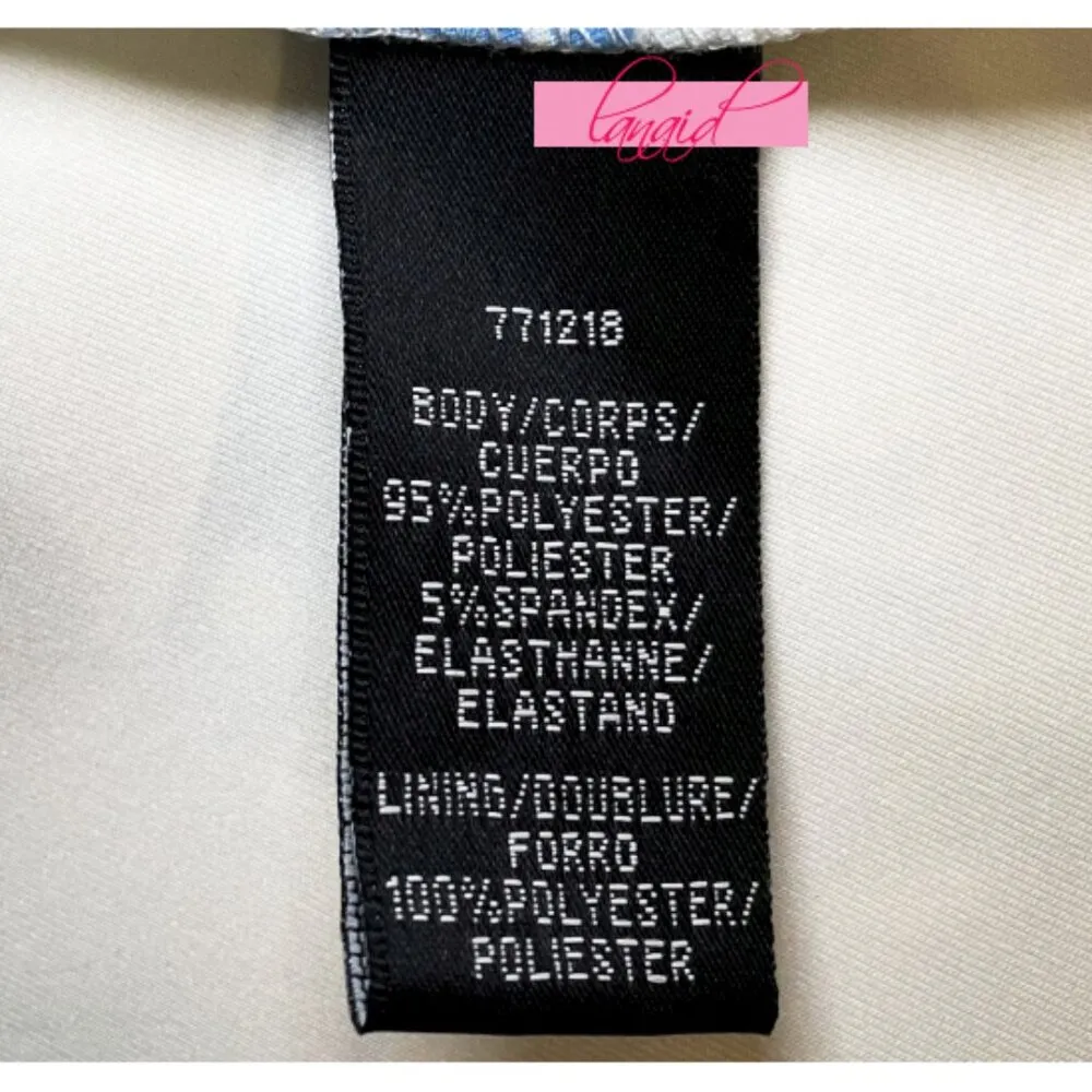 Cynthia Rowley Off-The-Shoulder Blue Ivory Fit And Flare Skater A-Line Neoprene - Image 7