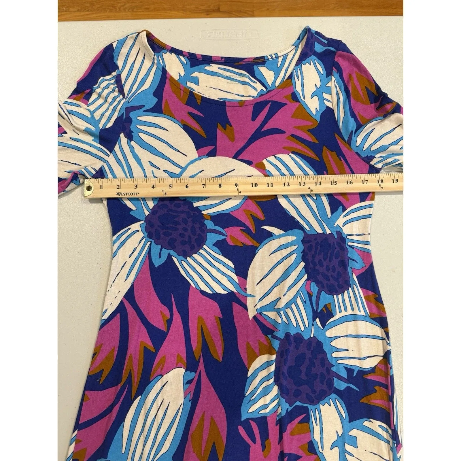 Soft Surroundings Maxi Dress Women Medium Floral 3/4Sleeve Cruise Stretch Travel - Image 7