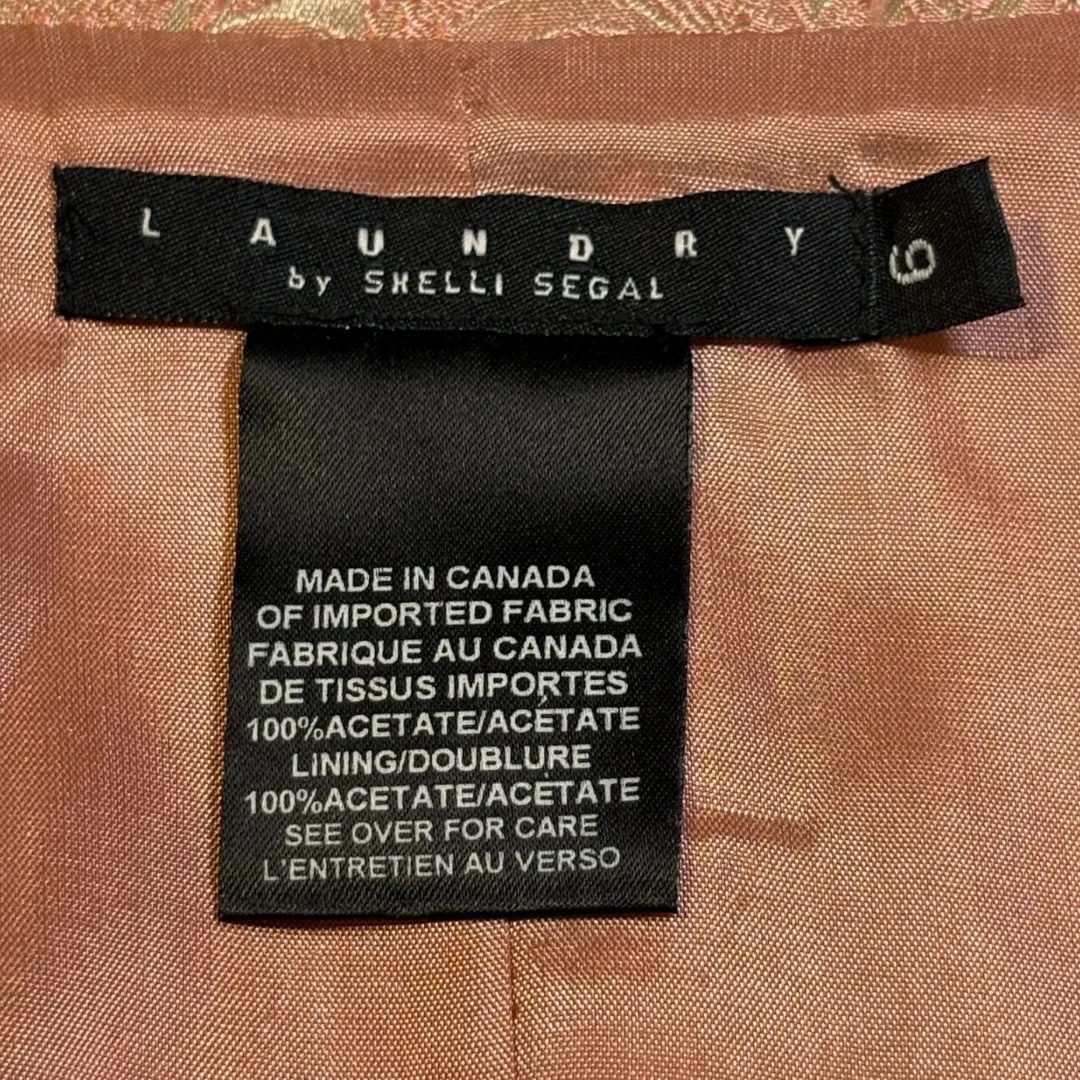 Laundry by Shelli Segal Blazer‎ Jacket Pink Gold Paisley Brocade Career Size 6 - Image 8