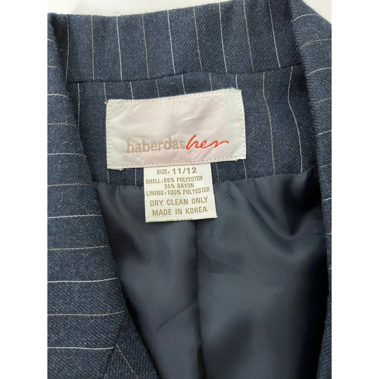 90s Power Suit Navy Pinstripe Blazer Skirt Set Vintage Womens 11 12 Modern M Blue Size undefined - Image 7