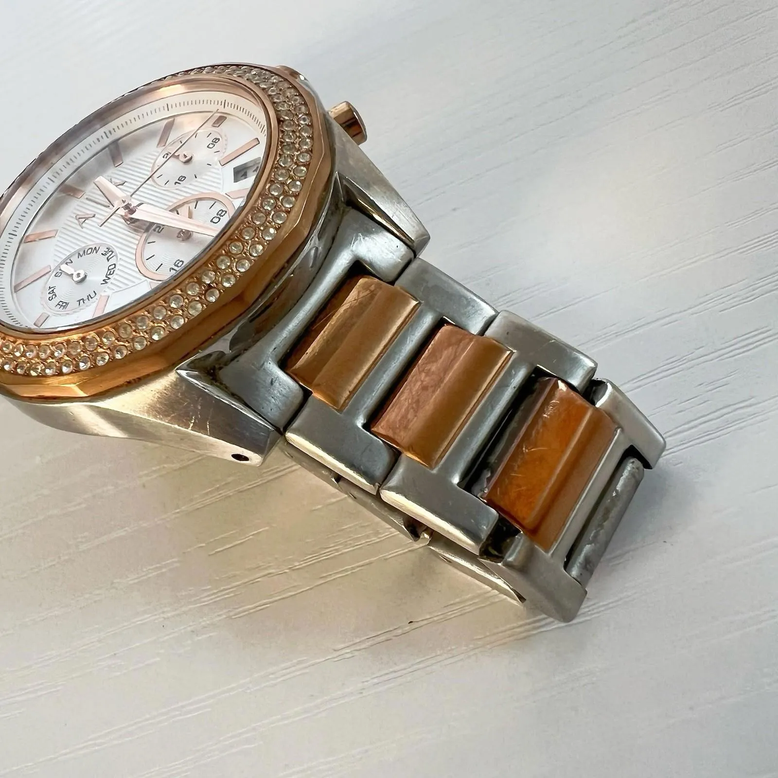 Armani Exchange AX Lady Drexler Rose Gold Chronograph Watch AX5653 St Steel - Image 2