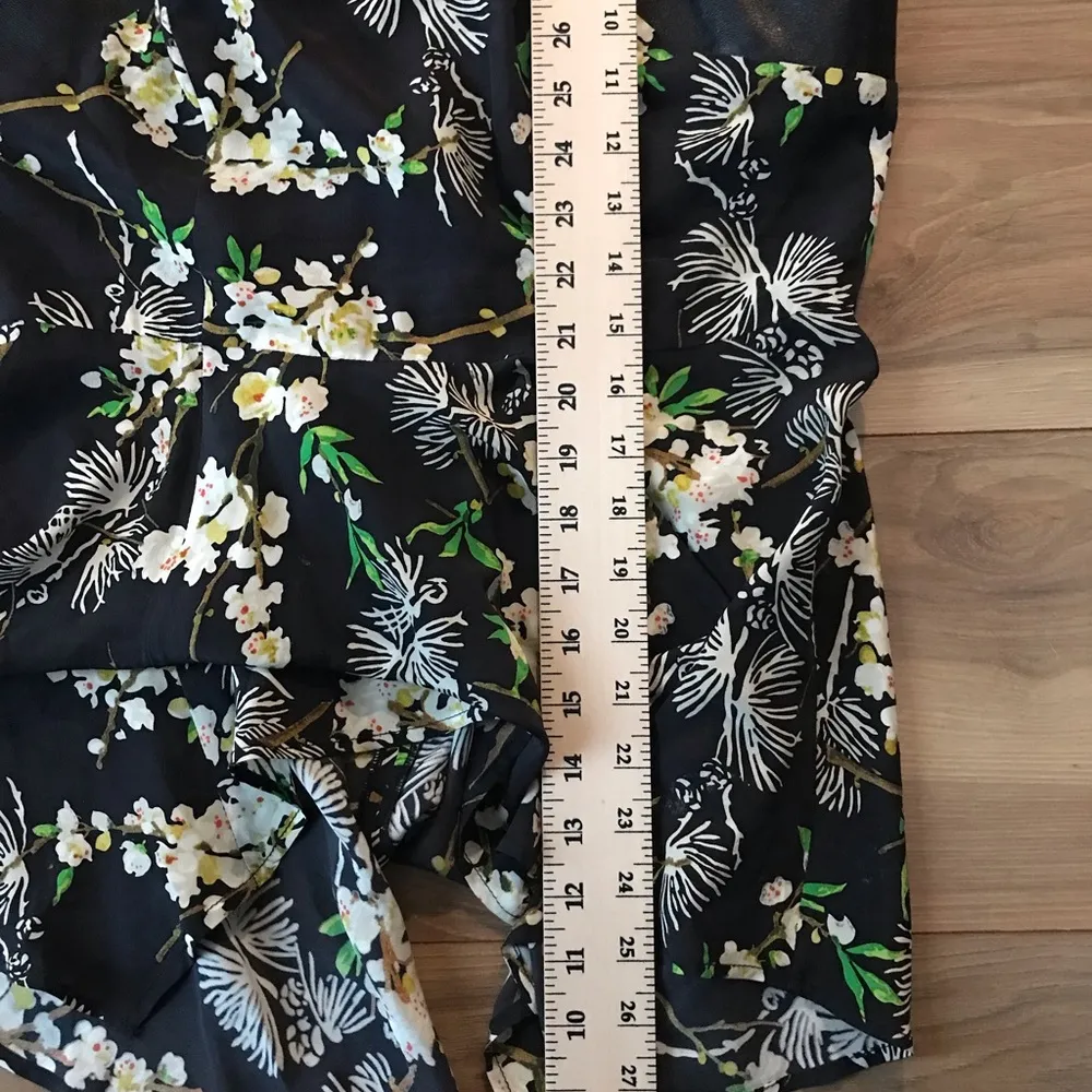 PJK Patterson J. Kincaid Black Leather Peplum Top Floral Cherry Blossom Size M - Image 9