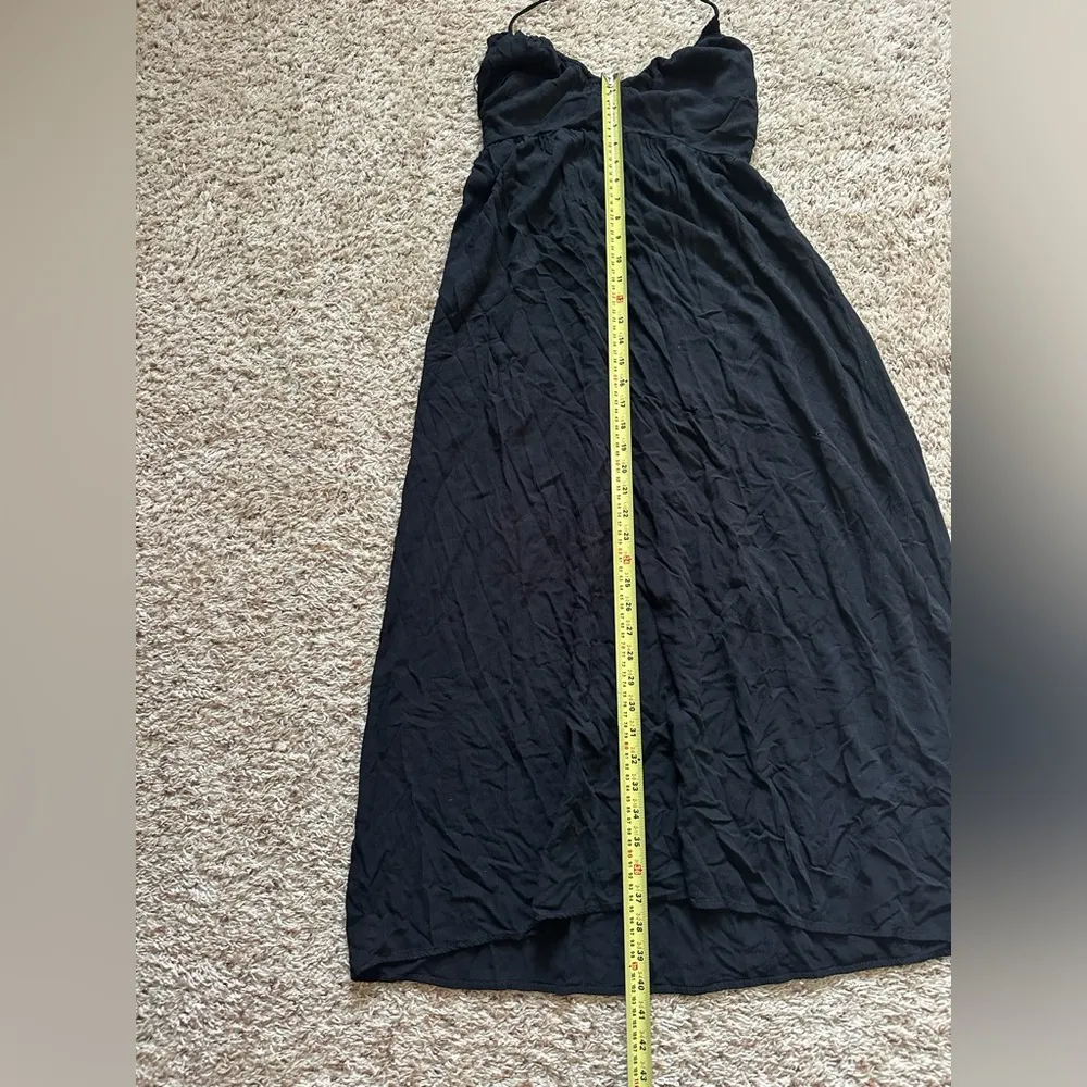 Old Navy Women’s Black Fit & Flare Crinkled Halter Midi Dress Size Small - Image 3