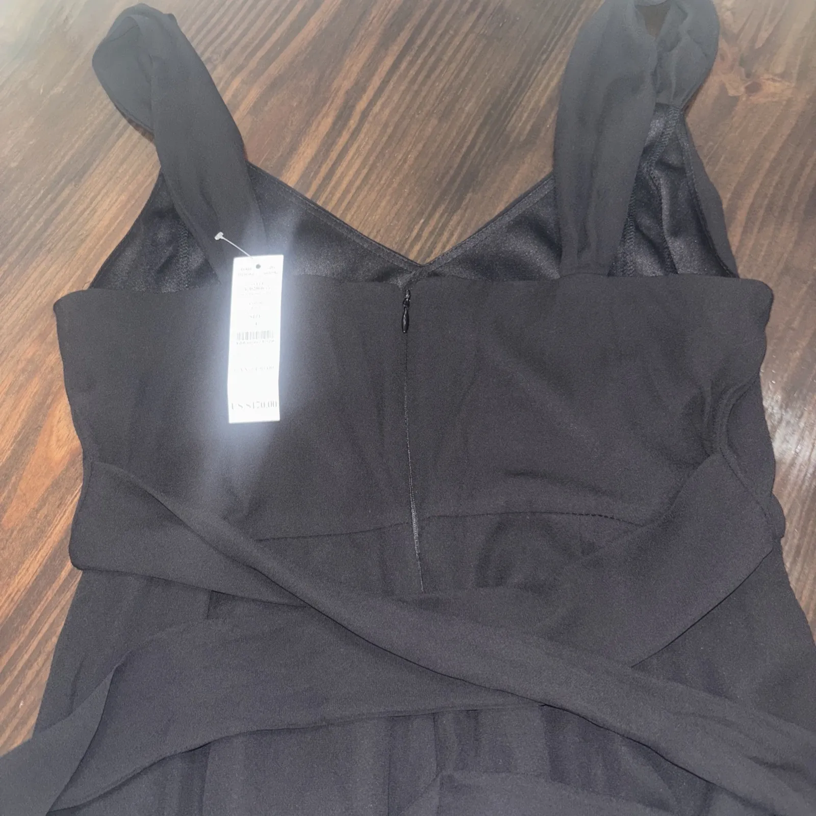 White House Black Market NWT Sz 4 Wide Leg SL Jumpsuit W Slits Lined Tie Back - Image 9