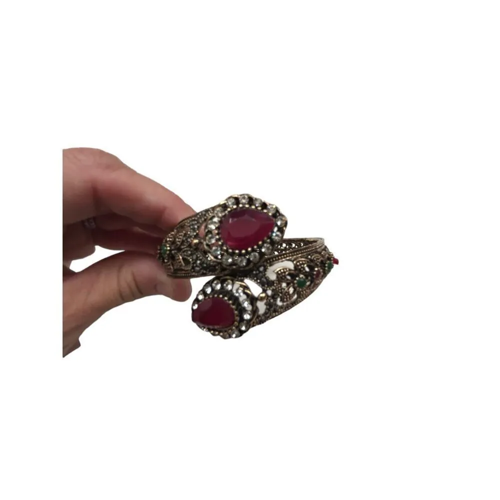 Vintage Ornate Bronze Hinged Bracelet, 60s Bracelets, Vintage Bracelets, Clamper Silver - Image 6