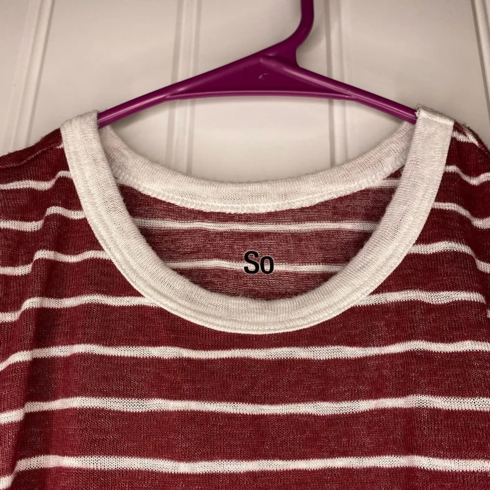 SO Maroon/White Striped Tank Top - Image 5
