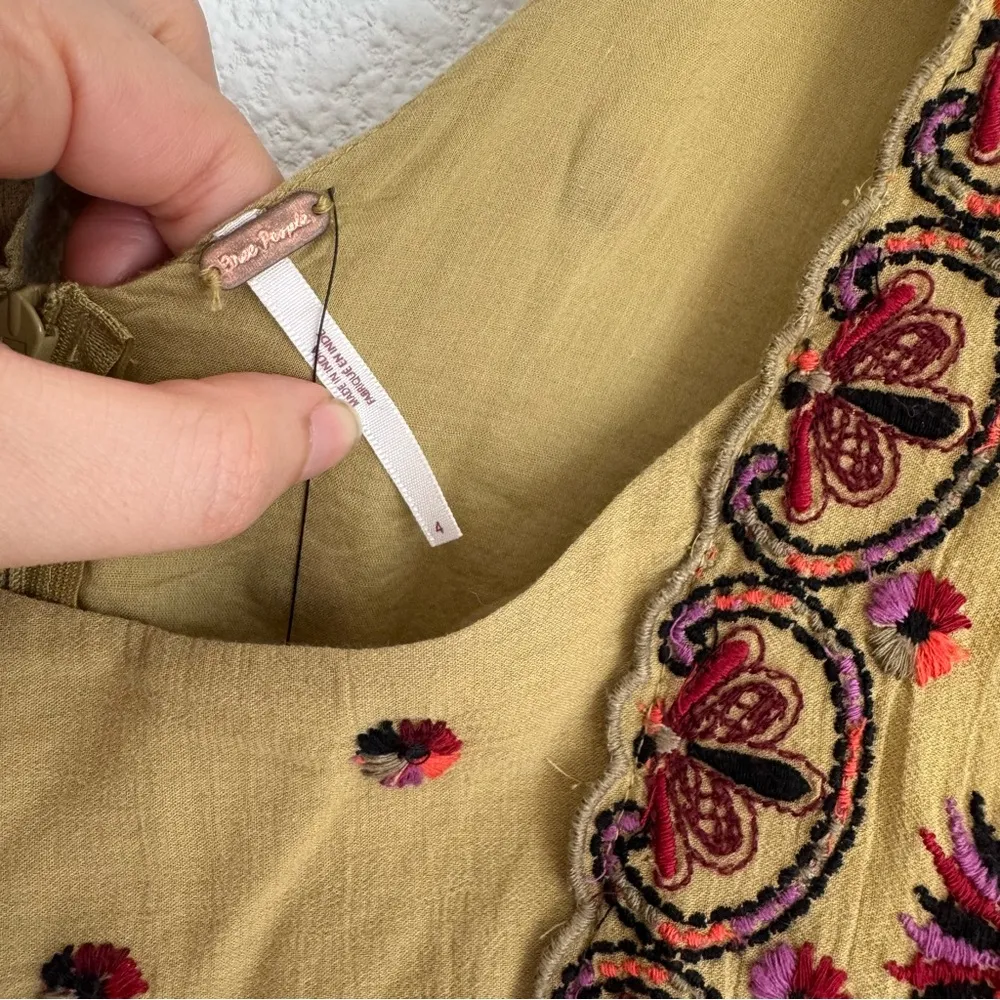 NWT Free People Womens Moss Green Margarita Embroidered Sleeveless Romper Sz 4 - Image 8