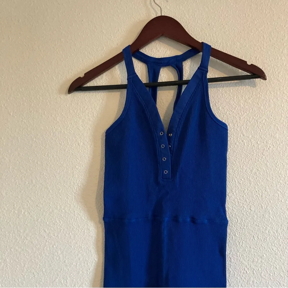 NWOT Free People Happiness Runs Ribbed Henley Onsie in Royal Blue Size XS / S - Image 6